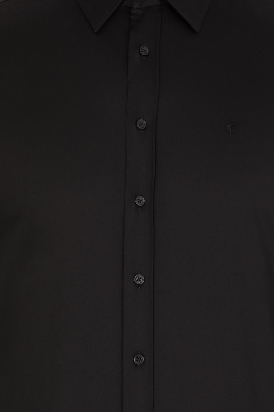 Siyah Slim Fit Uzun Kollu Basic Gömlek - 50268503072