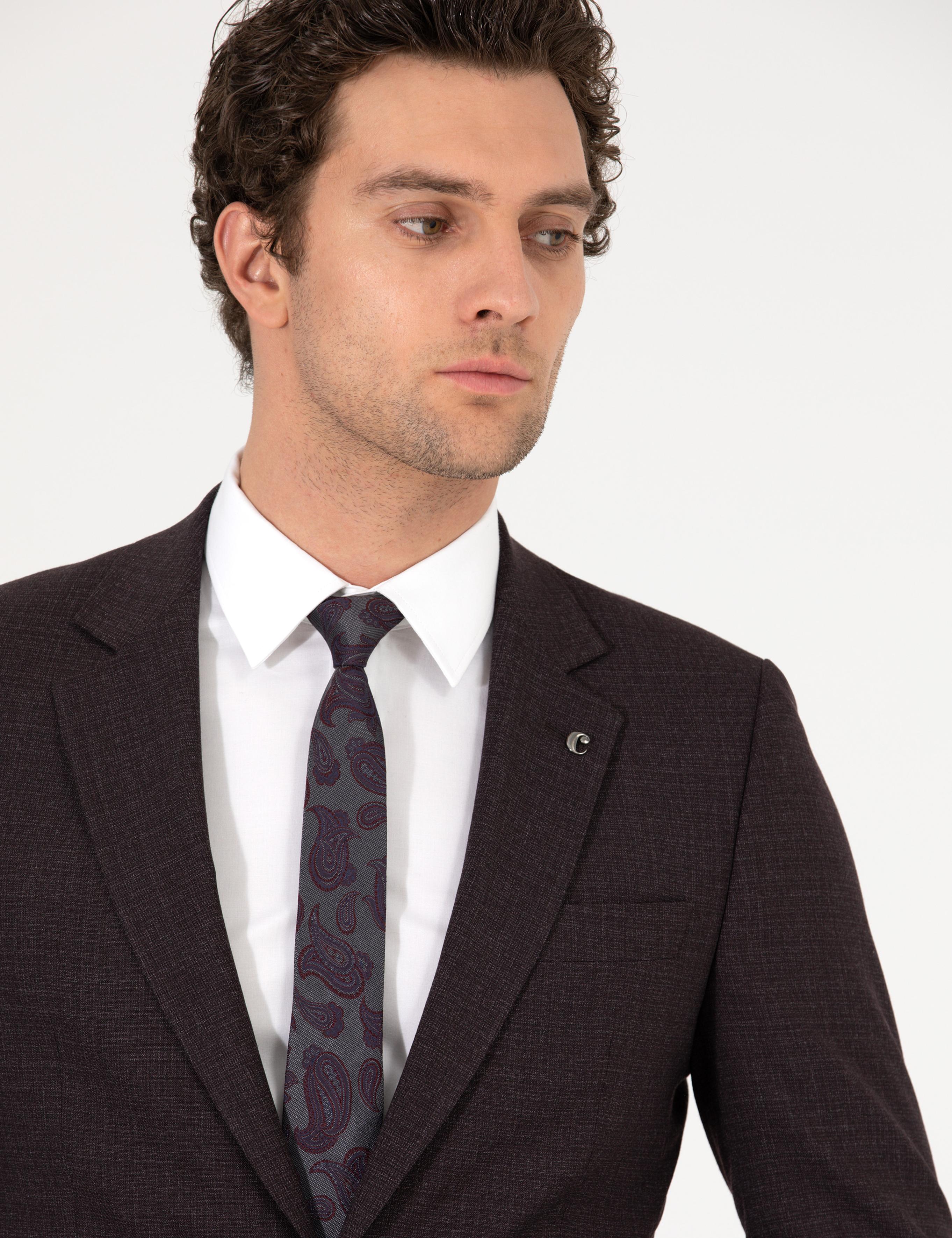 Bordo Slim Fit Takım Elbise - 50255906057