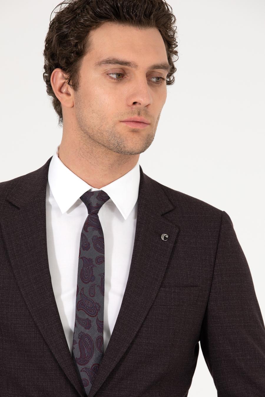 Bordo Slim Fit Takım Elbise - 50255906057