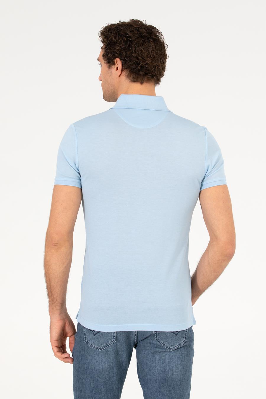 Buz Mavisi Polo Yaka Slim Fit Basic Merserize T-shirt - 50265364076