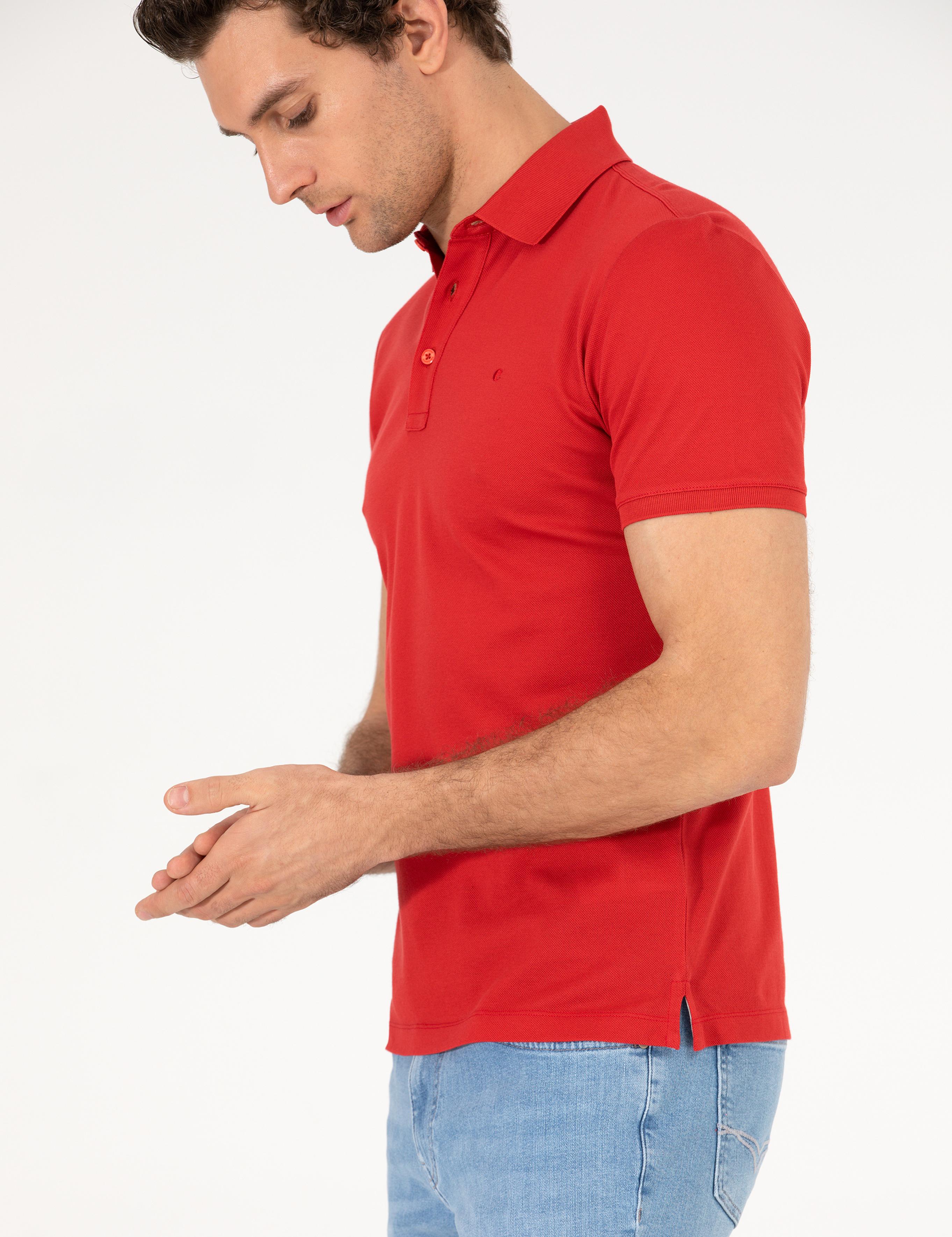 Nar Çiçeği Polo Yaka Slim Fit Basic Merserize T-shirt - 50265364096