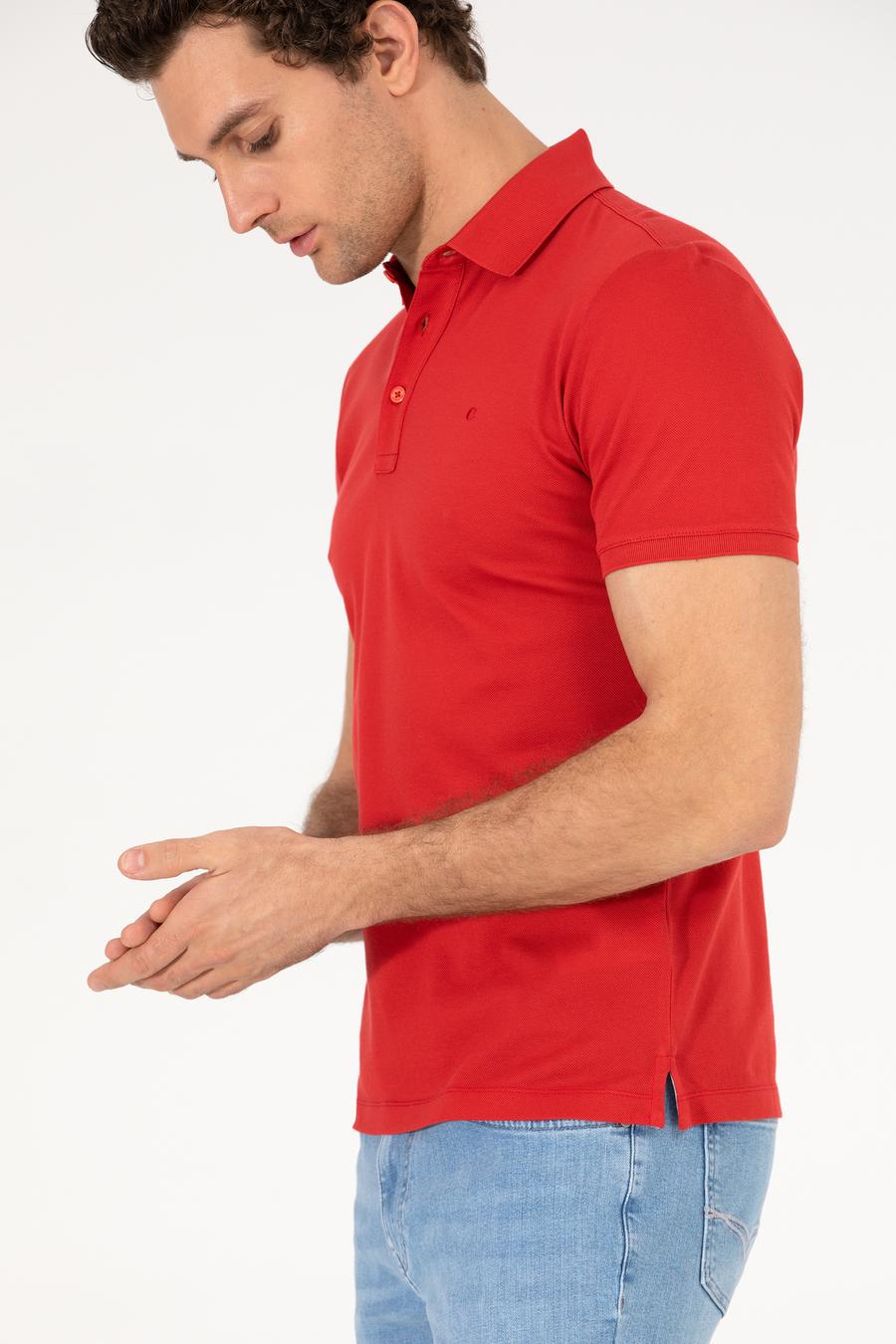 Nar Çiçeği Polo Yaka Slim Fit Basic Merserize T-shirt - 50265364096