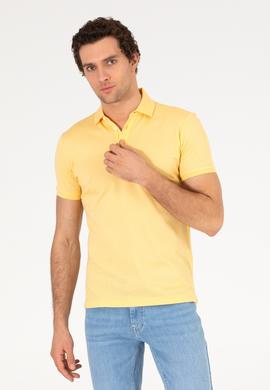 Açık Sarı Polo Yaka Slim Fit Basic Merserize T-shirt