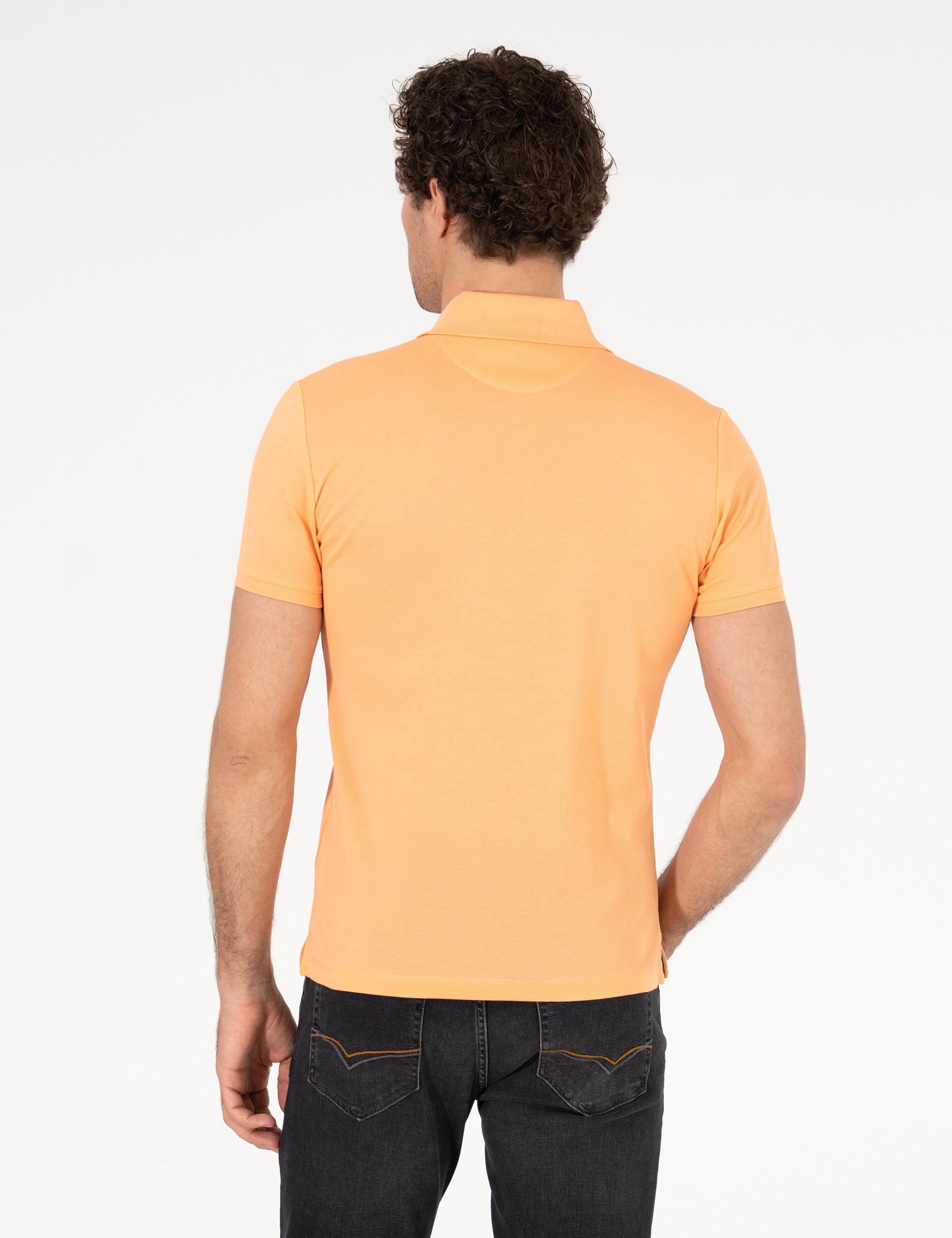 Turuncu Polo Yaka Slim Fit Basic Merserize T-shirt - 50265364196