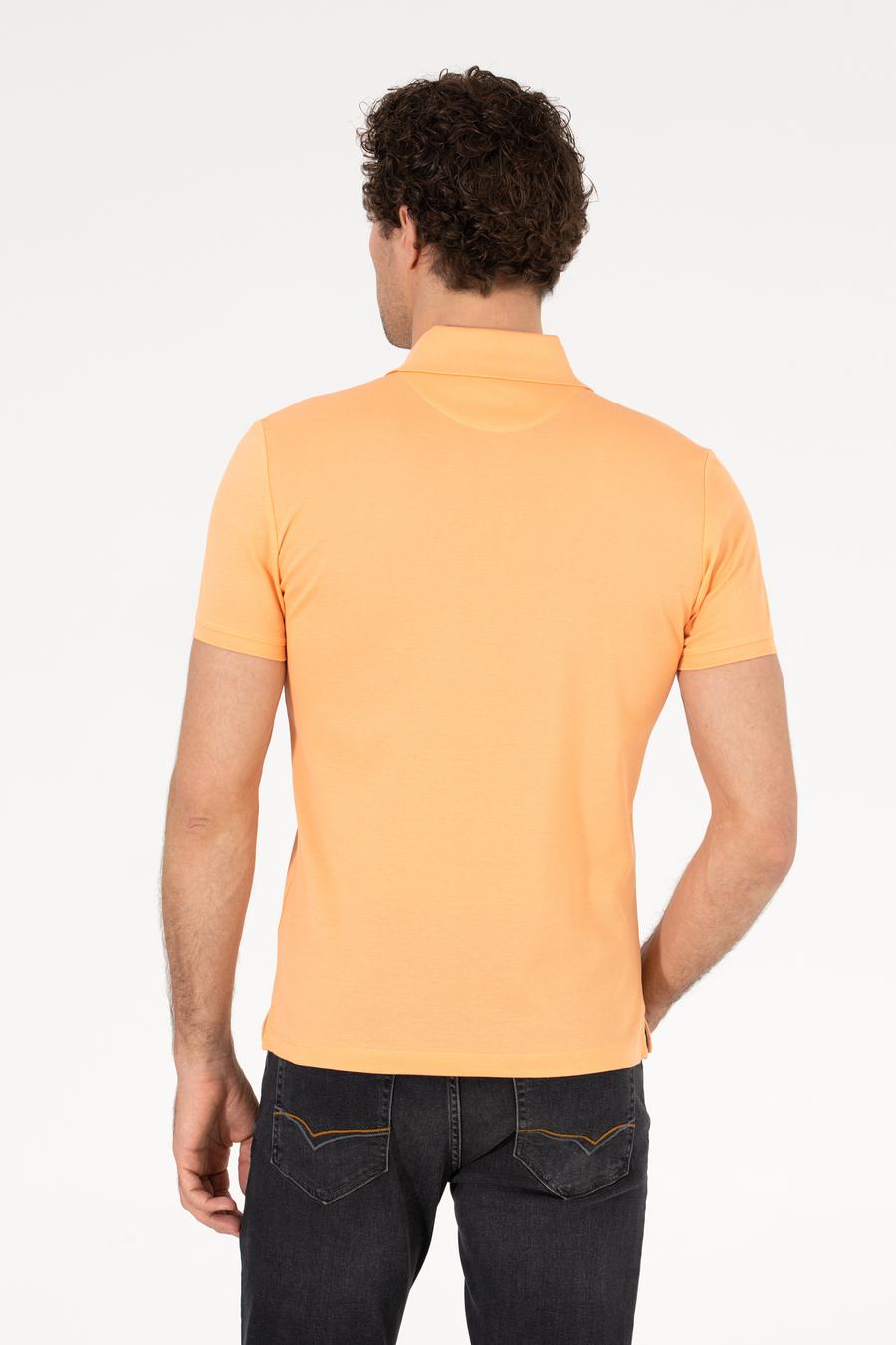 Turuncu Polo Yaka Slim Fit Basic Merserize T-shirt - 50265364196