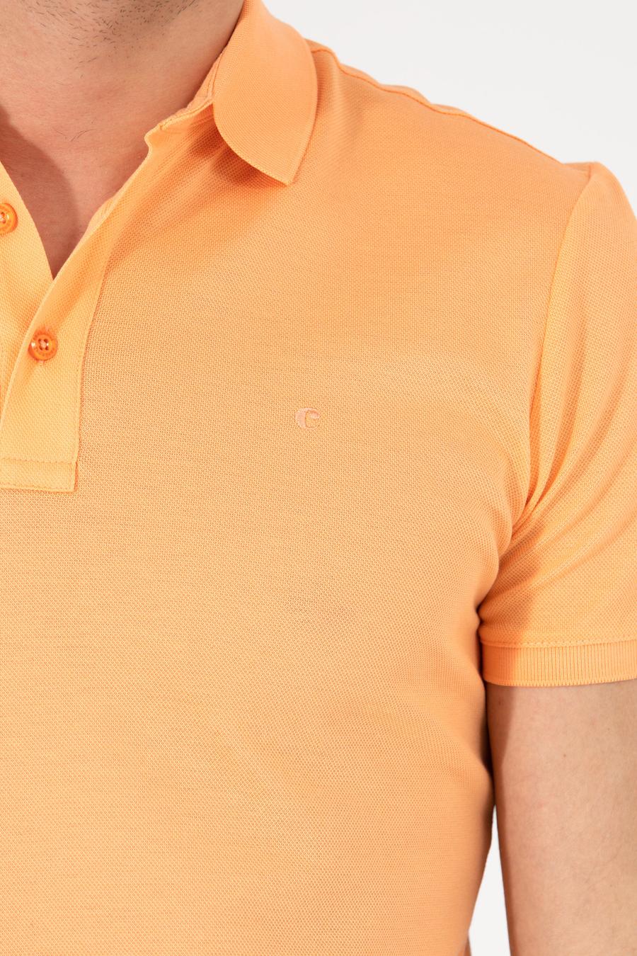 Turuncu Polo Yaka Slim Fit Basic Merserize T-shirt - 50265364196