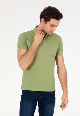 Açık Yeşil Polo Yaka Slim Fit Basic Merserize T-shirt