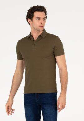 Haki Polo Yaka Slim Fit Basic Merserize T-shirt