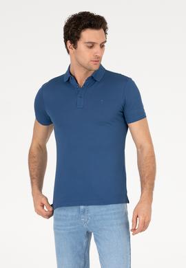 İndigo Polo Yaka Slim Fit Basic Merserize T-shirt
