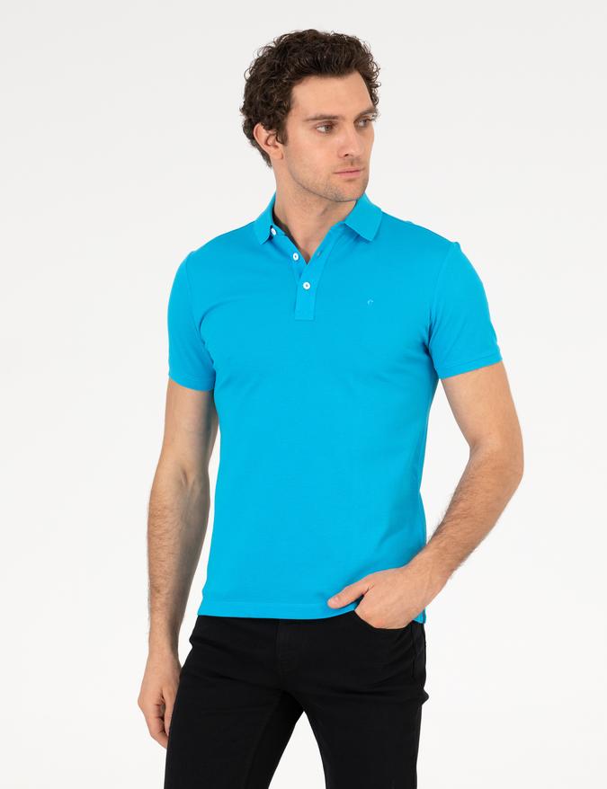Turkuaz Polo Yaka Slim Fit Basic Merserize T-shirt 50265364 | Cacharel