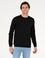 Siyah Pamuk Karışımlı Bisiklet Yaka Sweatshirt