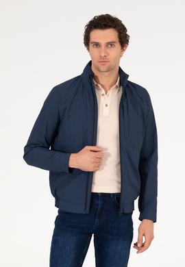 Lacivert Kapüşonlu Mevsimlik Mont