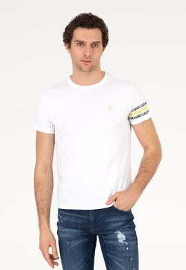 Beyaz Bisiklet Yaka Slim Fit T-Shirt
