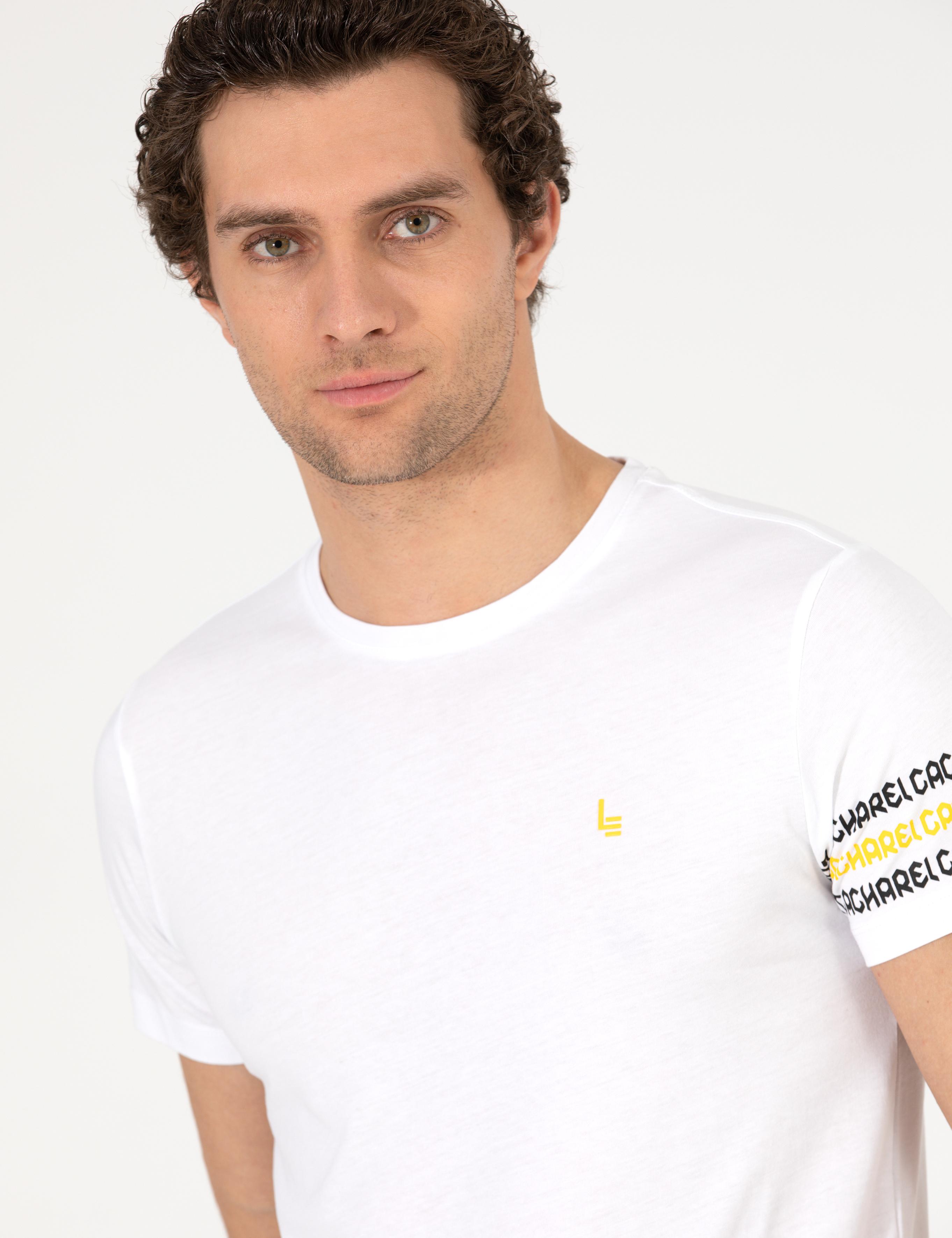 Beyaz Bisiklet Yaka Slim Fit T-Shirt - 50269976002