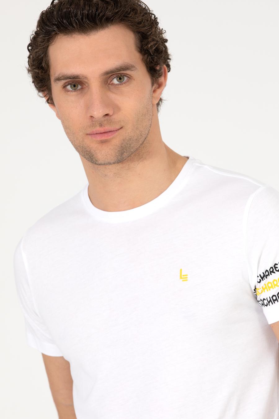 Beyaz Bisiklet Yaka Slim Fit T-Shirt - 50269976002
