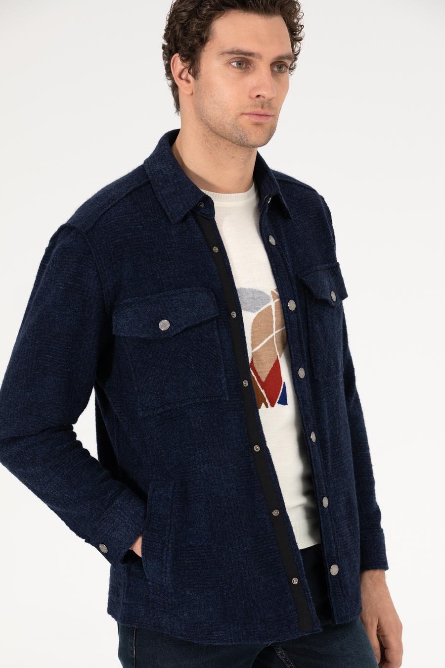 Lacivert Comfort Fit Uzun Kollu Gömlek Ceket - 50257150025