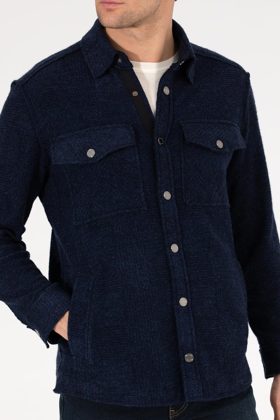 Lacivert Comfort Fit Uzun Kollu Gömlek Ceket - 50257150025