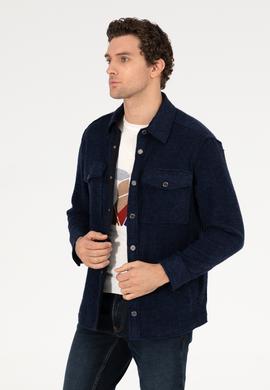Lacivert Comfort Fit Uzun Kollu Gömlek Ceket