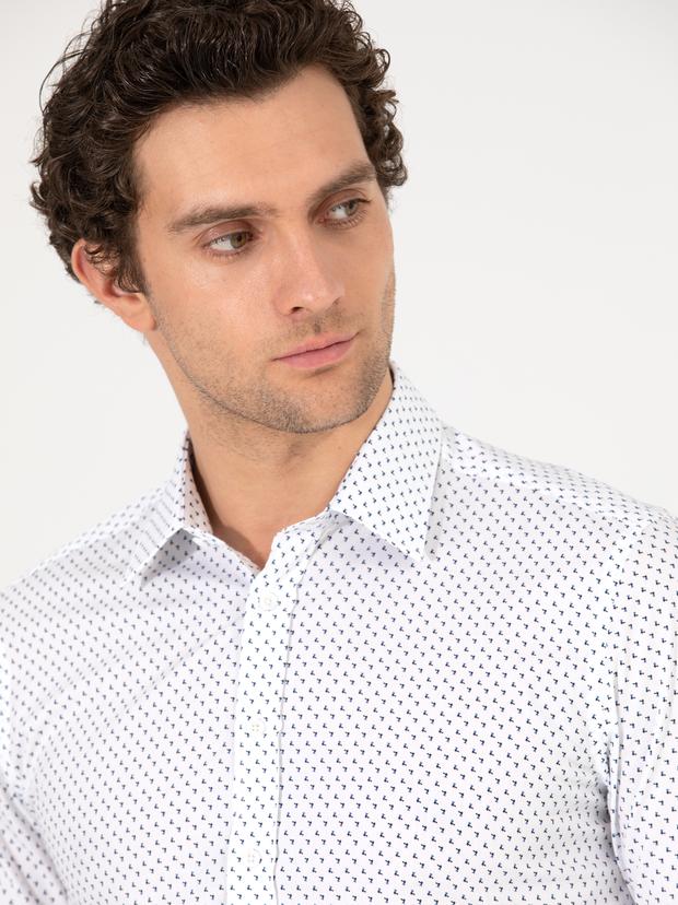 Beyaz Slim Fit Uzun Kollu Gömlek