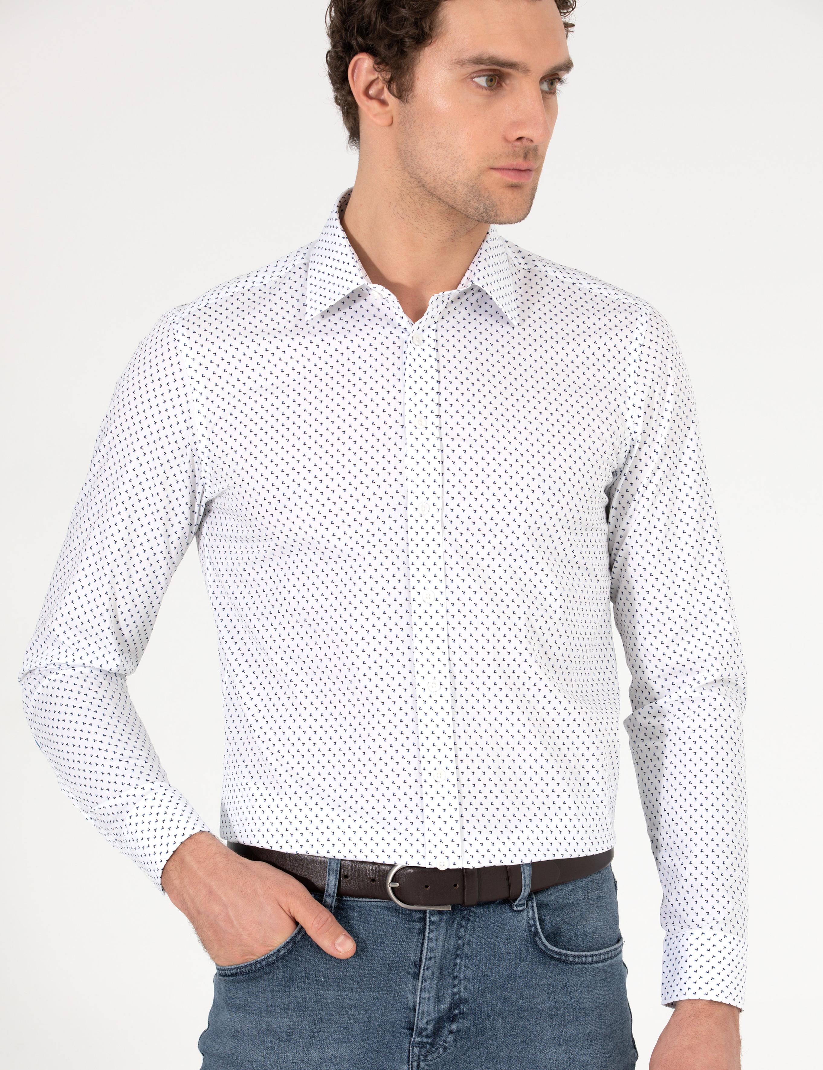 Beyaz Slim Fit Uzun Kollu Gömlek - 50255637020