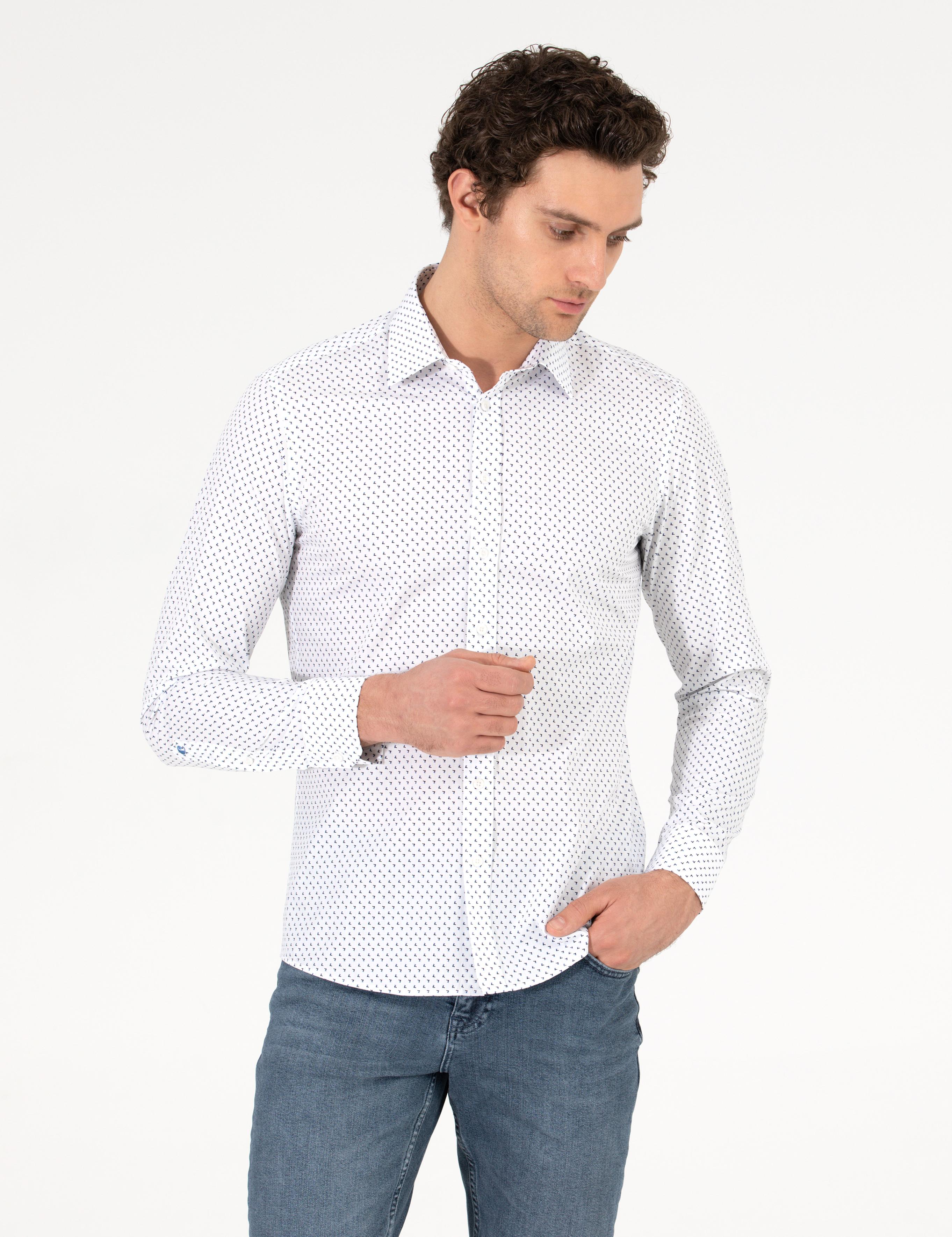 Beyaz Slim Fit Uzun Kollu Gömlek - 50255637020
