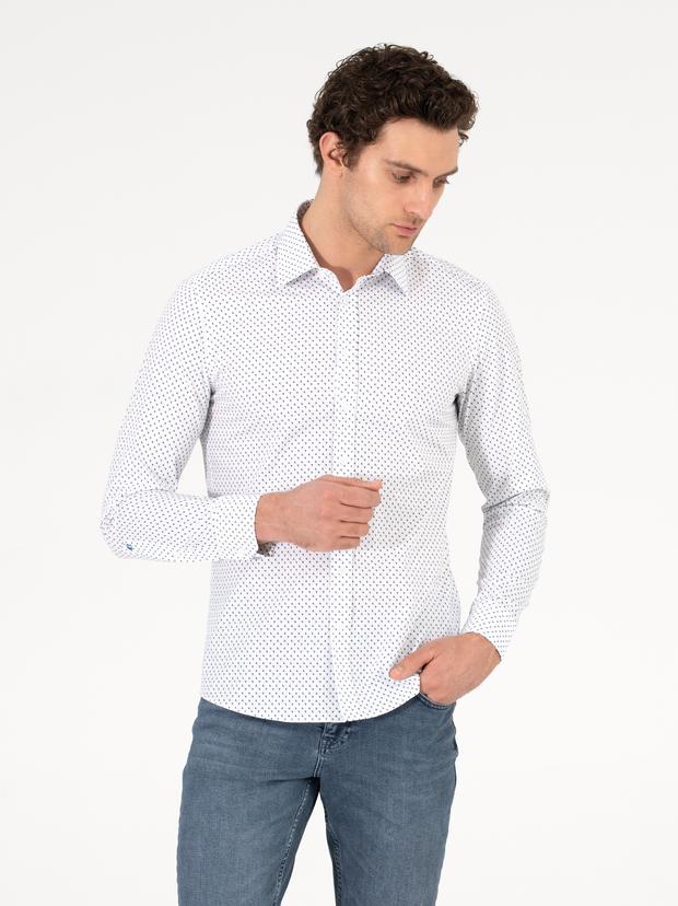 Beyaz Slim Fit Uzun Kollu Gömlek