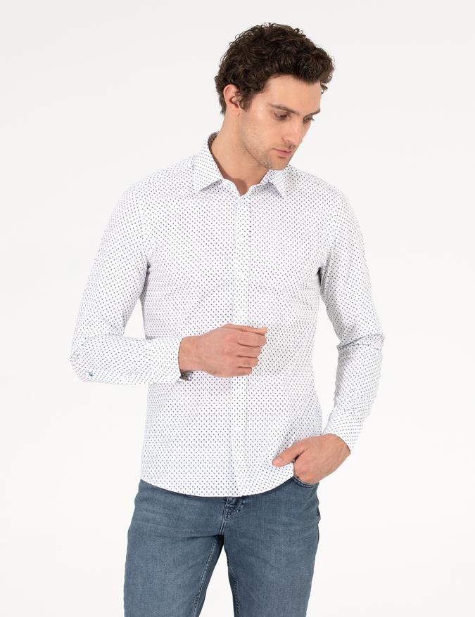 Beyaz Slim Fit Uzun Kollu Gömlek
