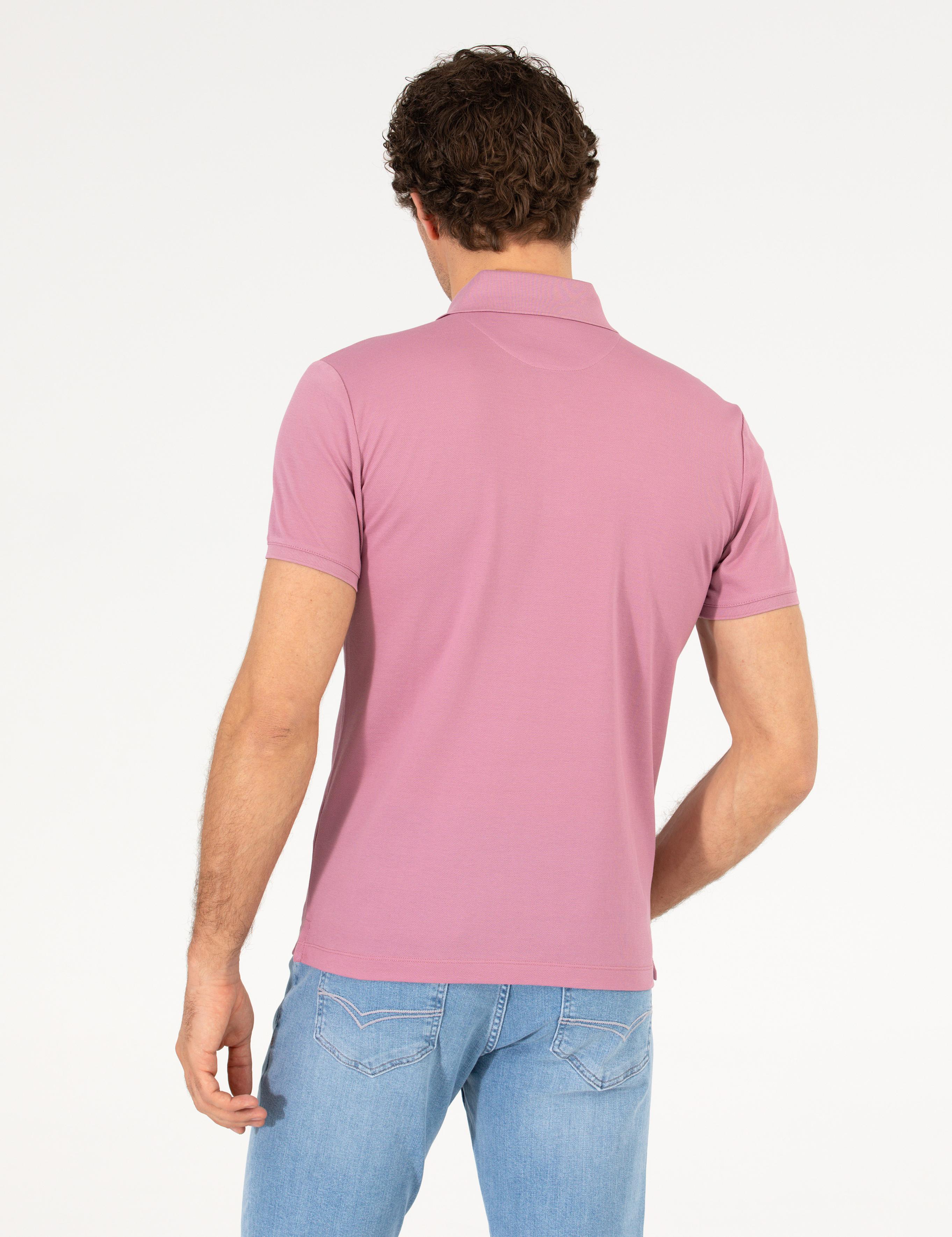 Gül Kurusu Polo Yaka Slim Fit Basic Merserize T-shirt - 50265364206