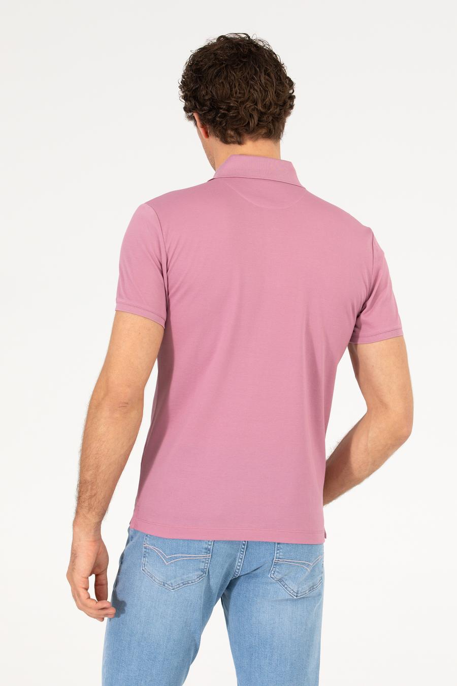 Gül Kurusu Polo Yaka Slim Fit Basic Merserize T-shirt - 50265364206