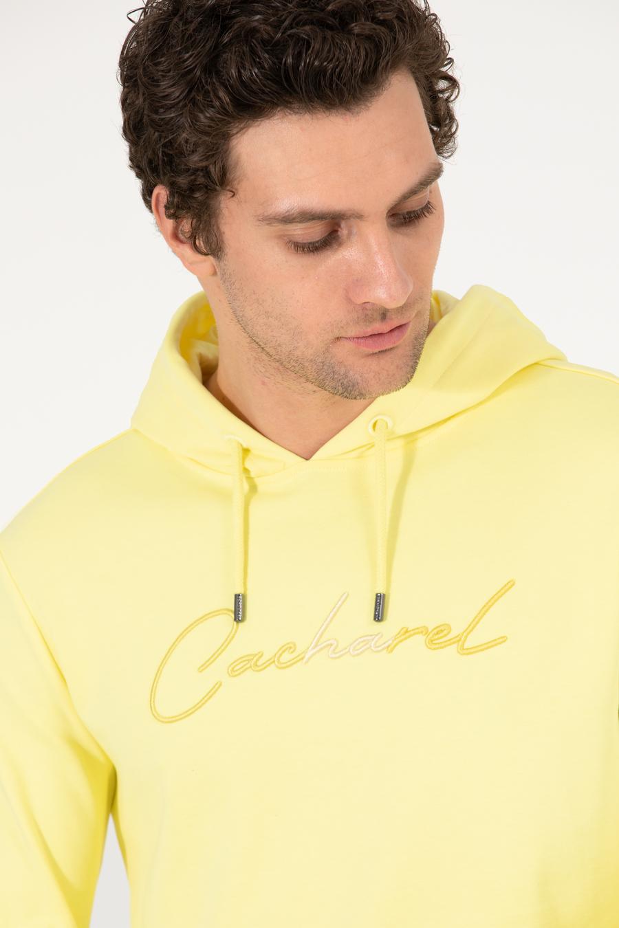 Sarı %100 Pamuk Kapüşonlu Sweatshirt - 50265562039