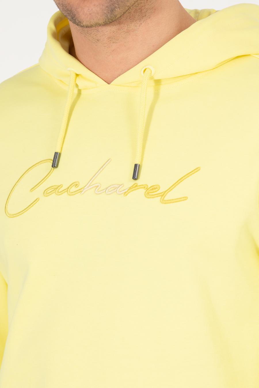 Sarı %100 Pamuk Kapüşonlu Sweatshirt - 50265562039