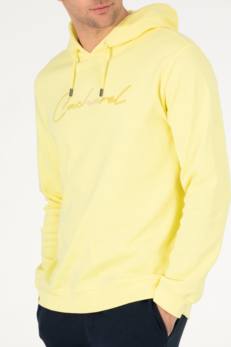 Sarı %100 Pamuk Kapüşonlu Sweatshirt - 50265562039