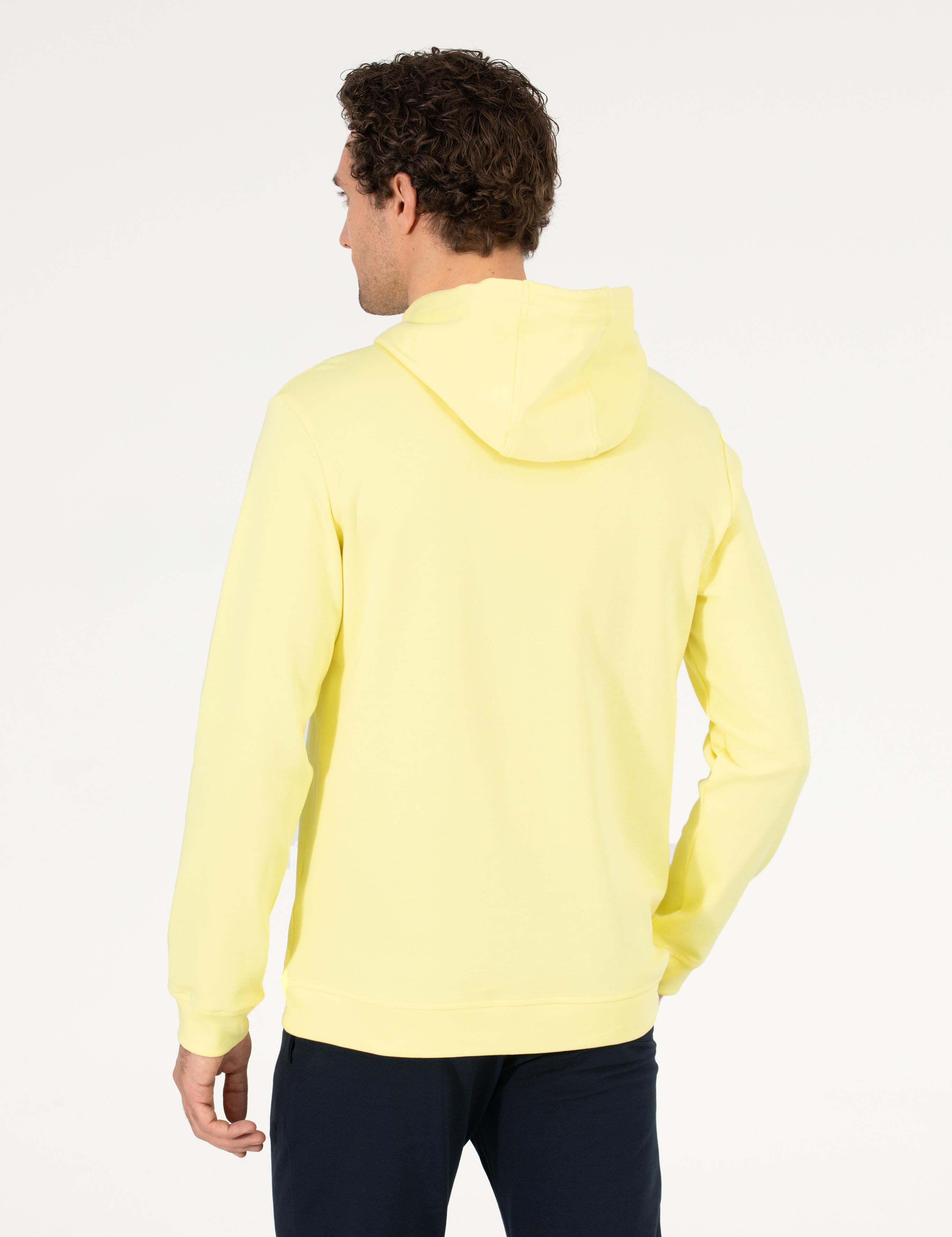 Sarı %100 Pamuk Kapüşonlu Sweatshirt - 50265562039