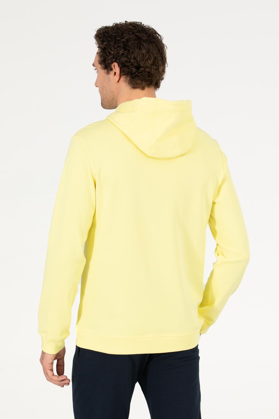 Sarı %100 Pamuk Kapüşonlu Sweatshirt - 50265562039