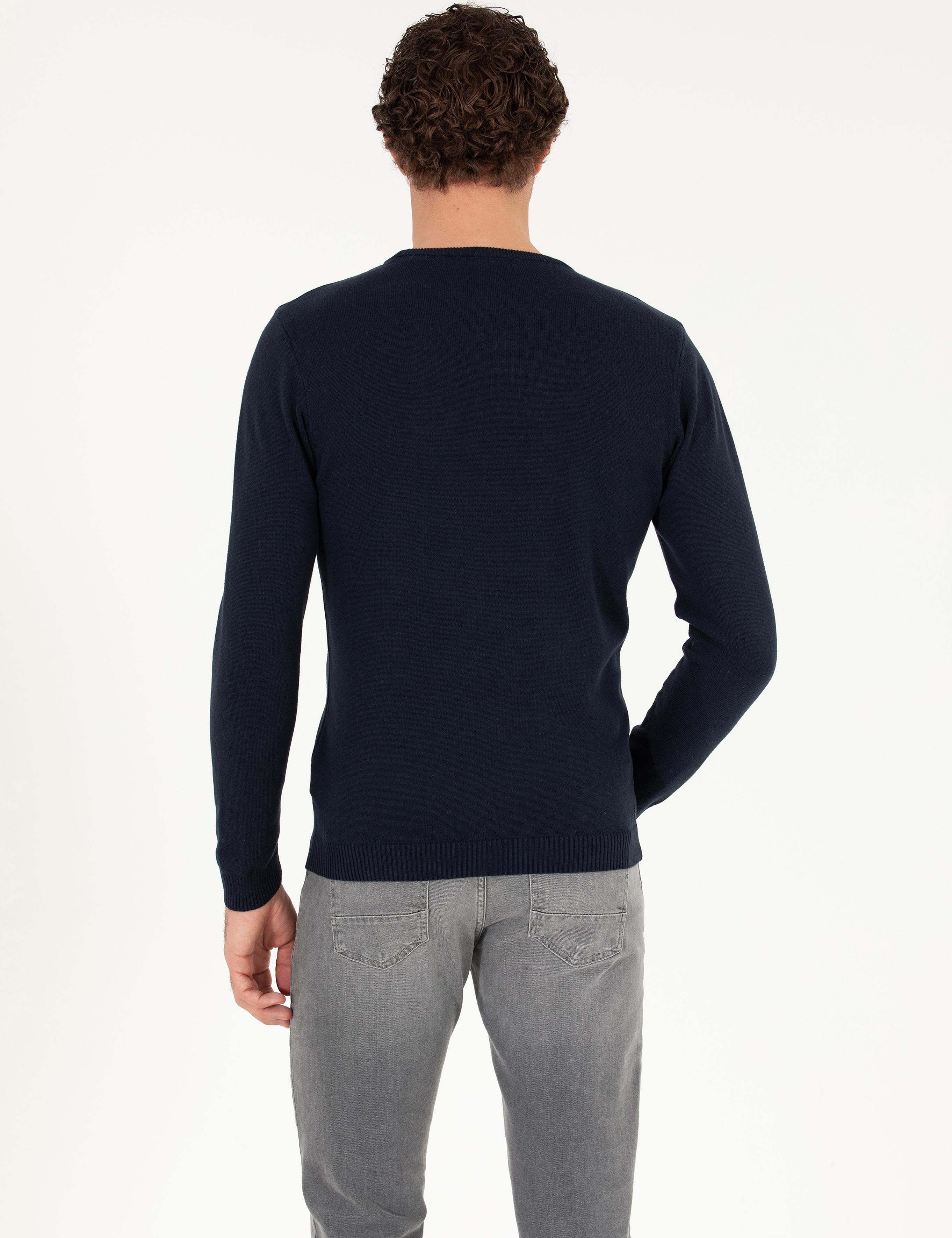 Lacivert Slim Fit Bisiklet Yaka Basic Triko Kazak - 50257379018