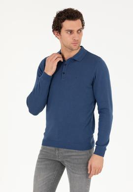 İndigo Slim Fit Pamuk Karışımlı Polo Yaka Basic Triko Kazak