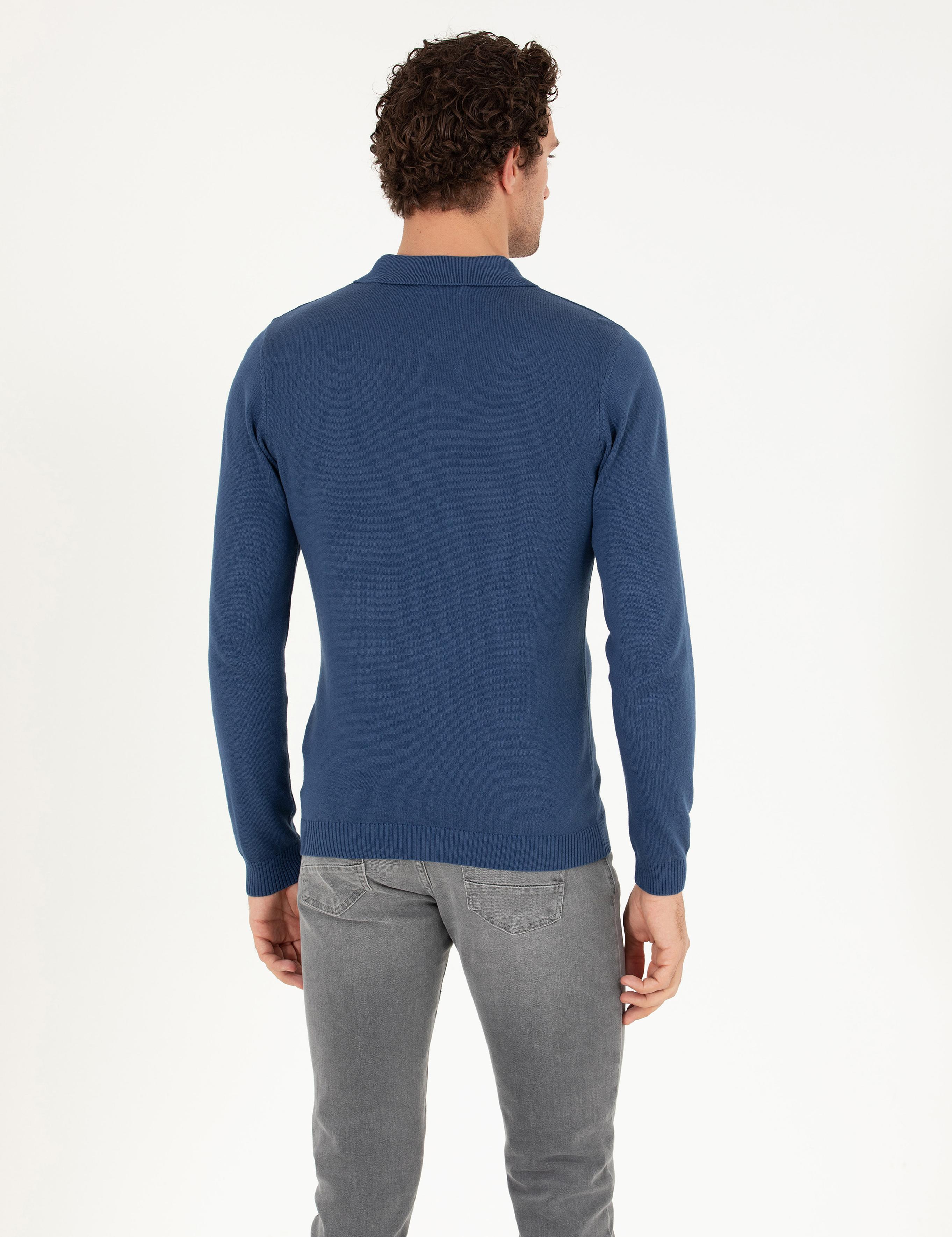 İndigo Slim Fit Pamuk Karışımlı Polo Yaka Basic Triko Kazak - 50257384096