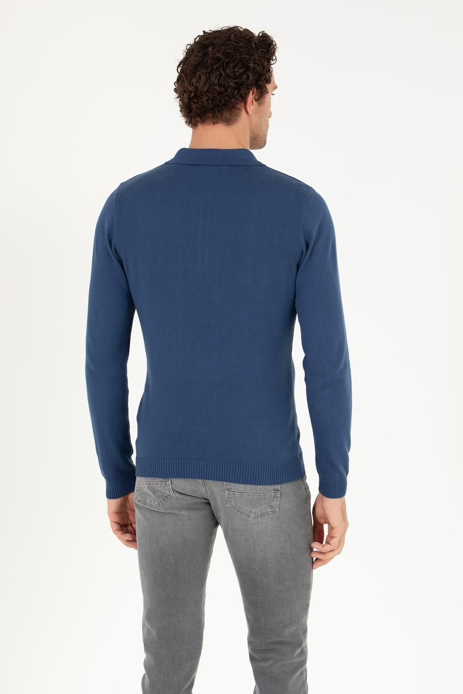 İndigo Slim Fit Pamuk Karışımlı Polo Yaka Basic Triko Kazak - 50257384096