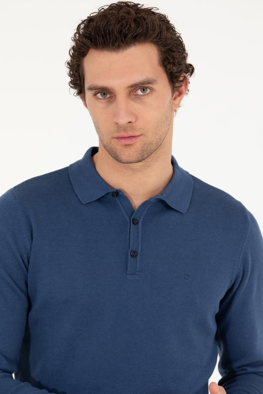 İndigo Slim Fit Pamuk Karışımlı Polo Yaka Basic Triko Kazak - 50257384096