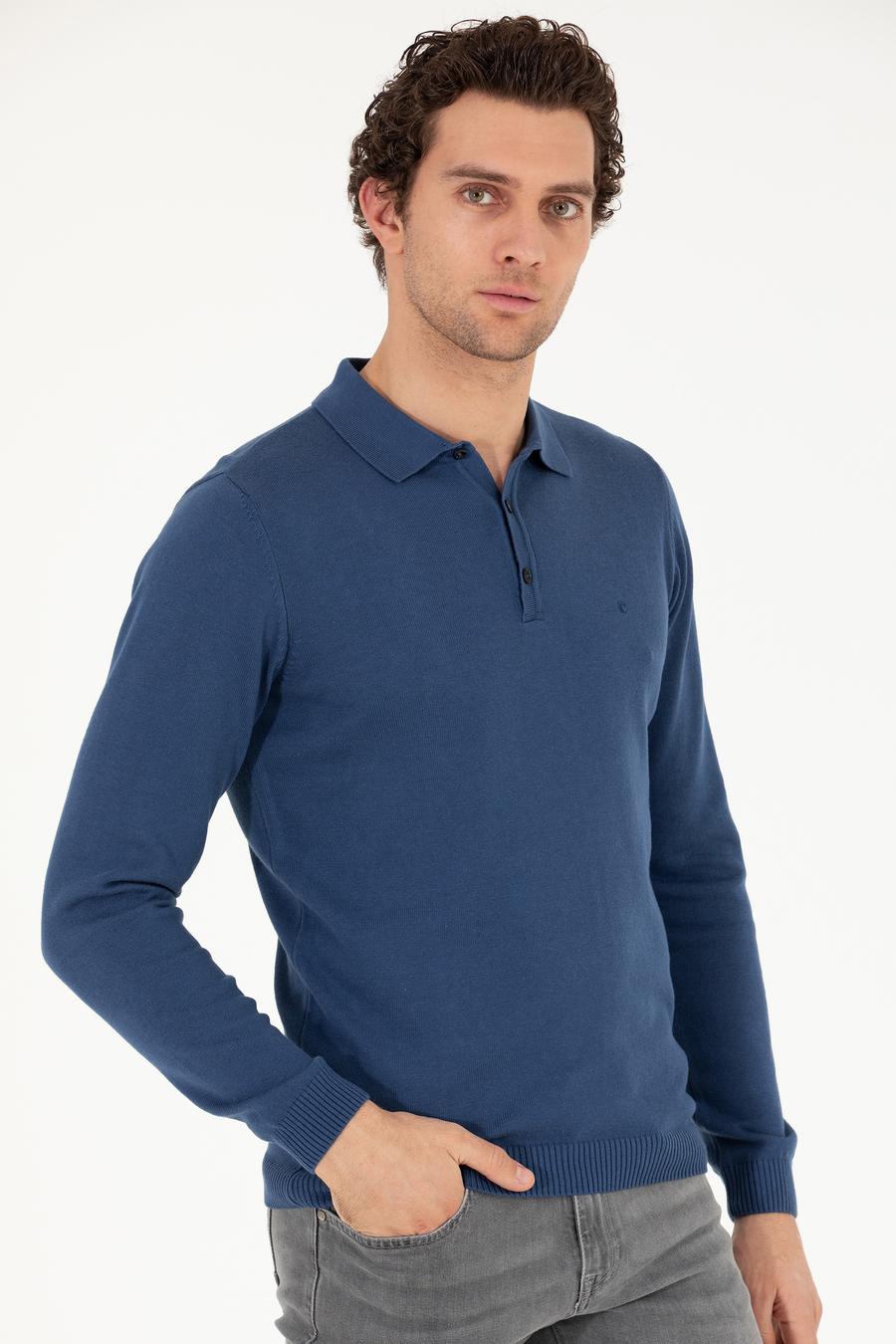 İndigo Slim Fit Pamuk Karışımlı Polo Yaka Basic Triko Kazak - 50257384096