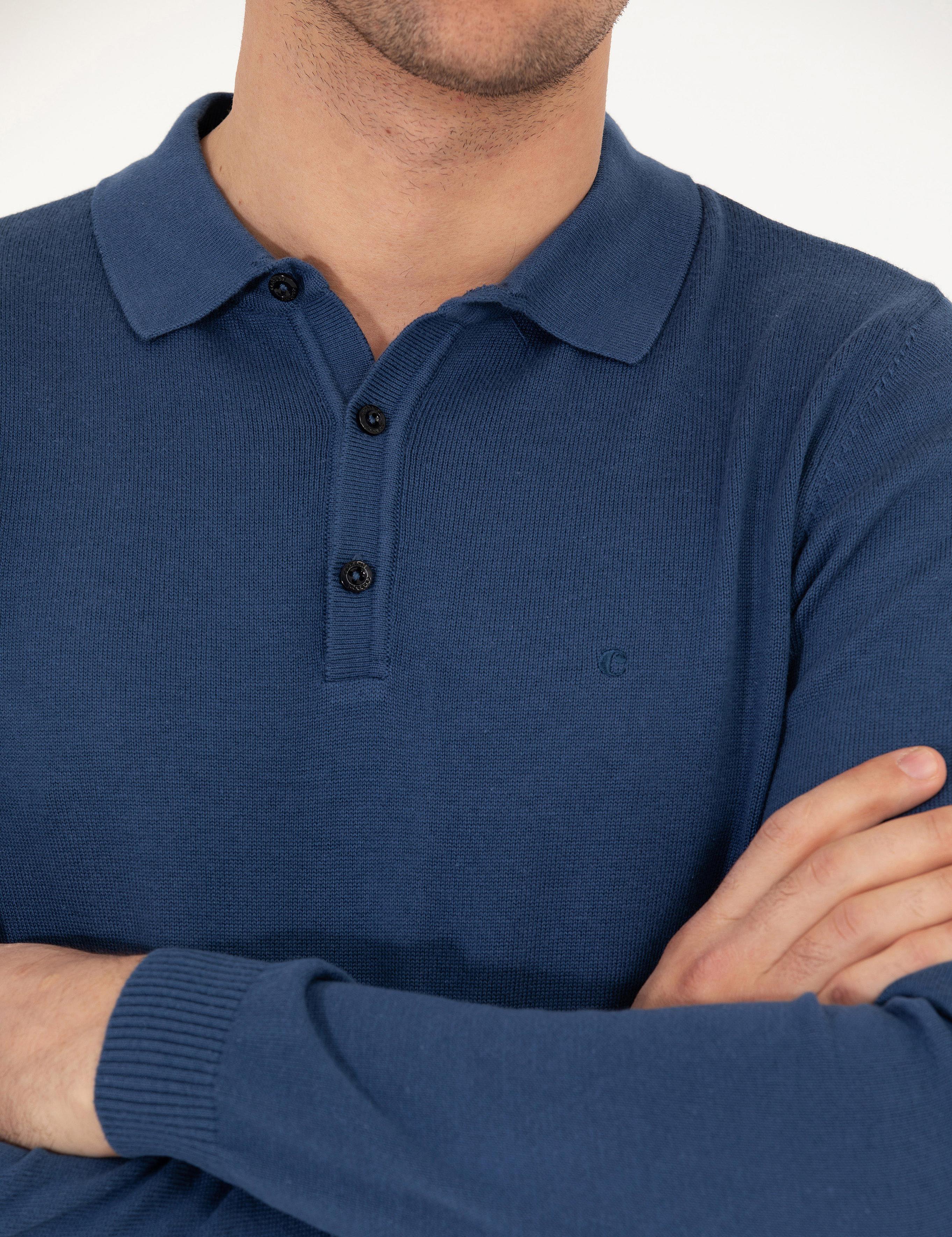 İndigo Slim Fit Pamuk Karışımlı Polo Yaka Basic Triko Kazak - 50257384096