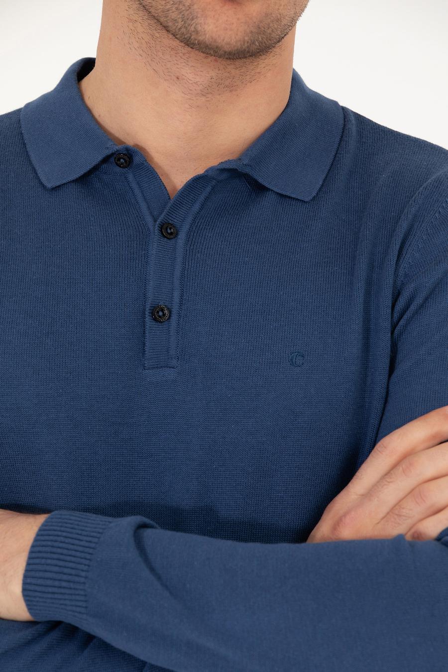 İndigo Slim Fit Pamuk Karışımlı Polo Yaka Basic Triko Kazak - 50257384096