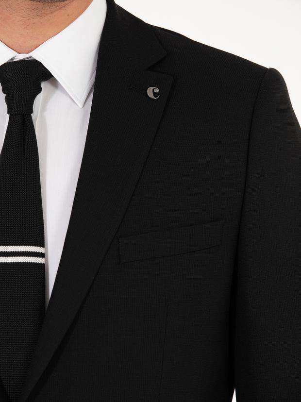 Siyah Slim Fit Yün Ceket