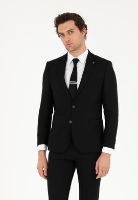 Siyah Slim Fit Yün Ceket