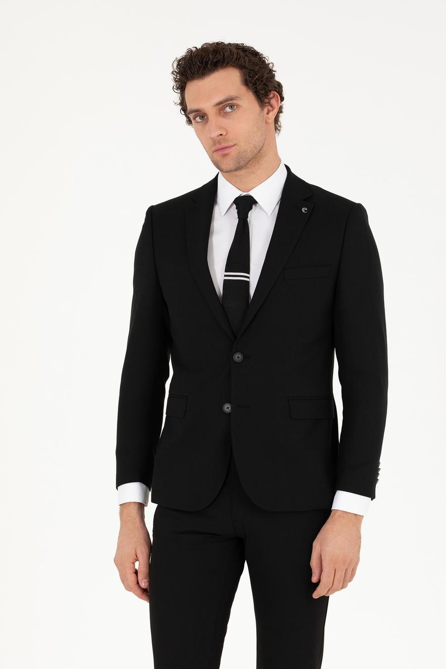 Siyah Slim Fit Yün Ceket - 50259957042