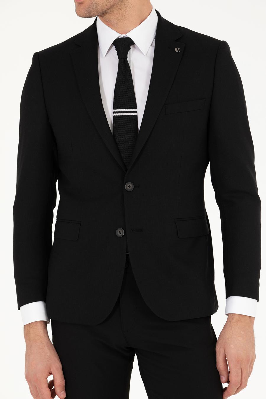 Siyah Slim Fit Yün Ceket - 50259957042