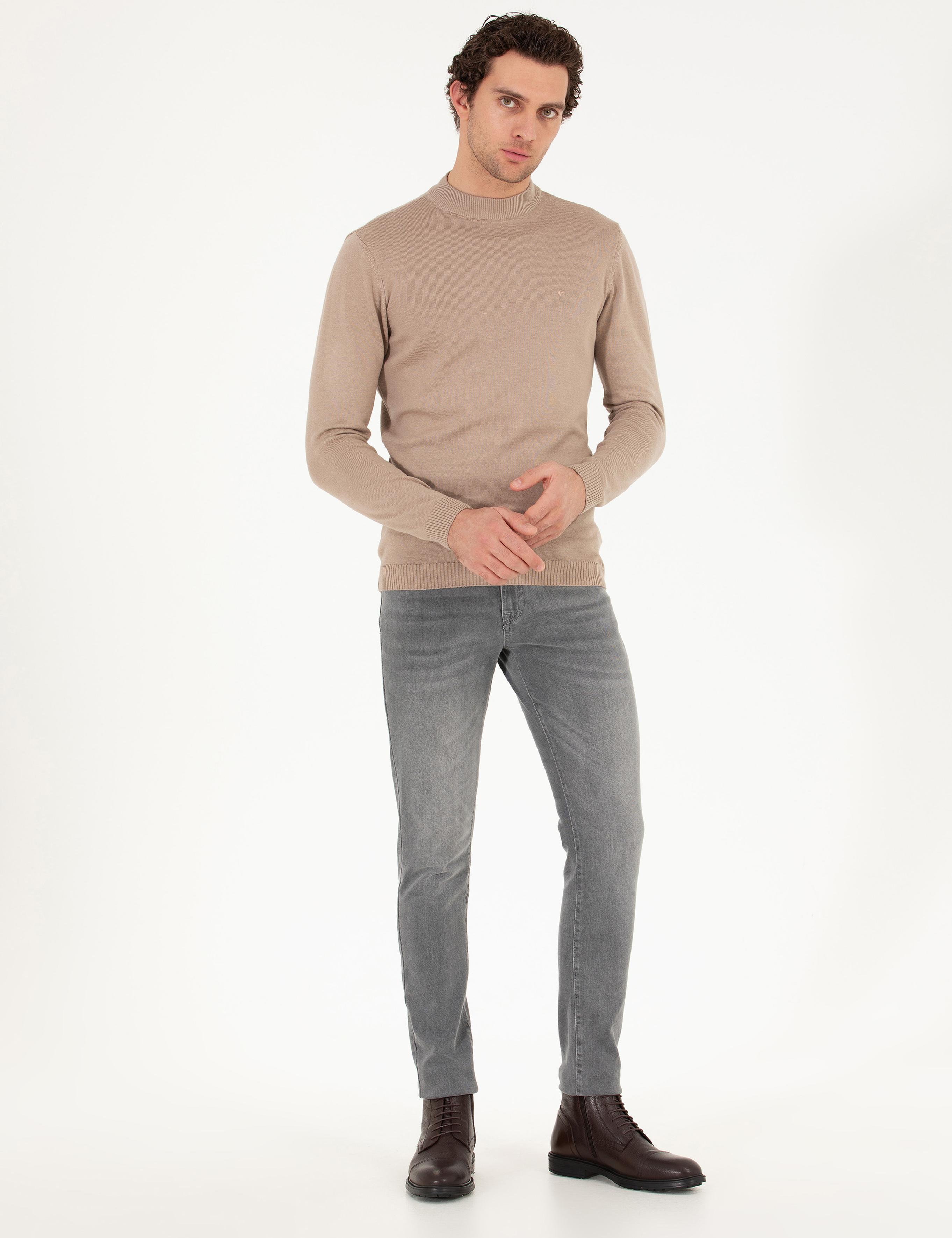 Camel Regular Fit Çeyrek Balıkçı Yaka Basic Kazak - 50260846046