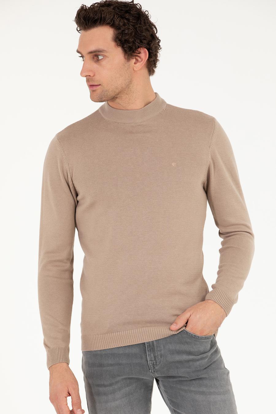Camel Regular Fit Çeyrek Balıkçı Yaka Basic Kazak - 50260846046