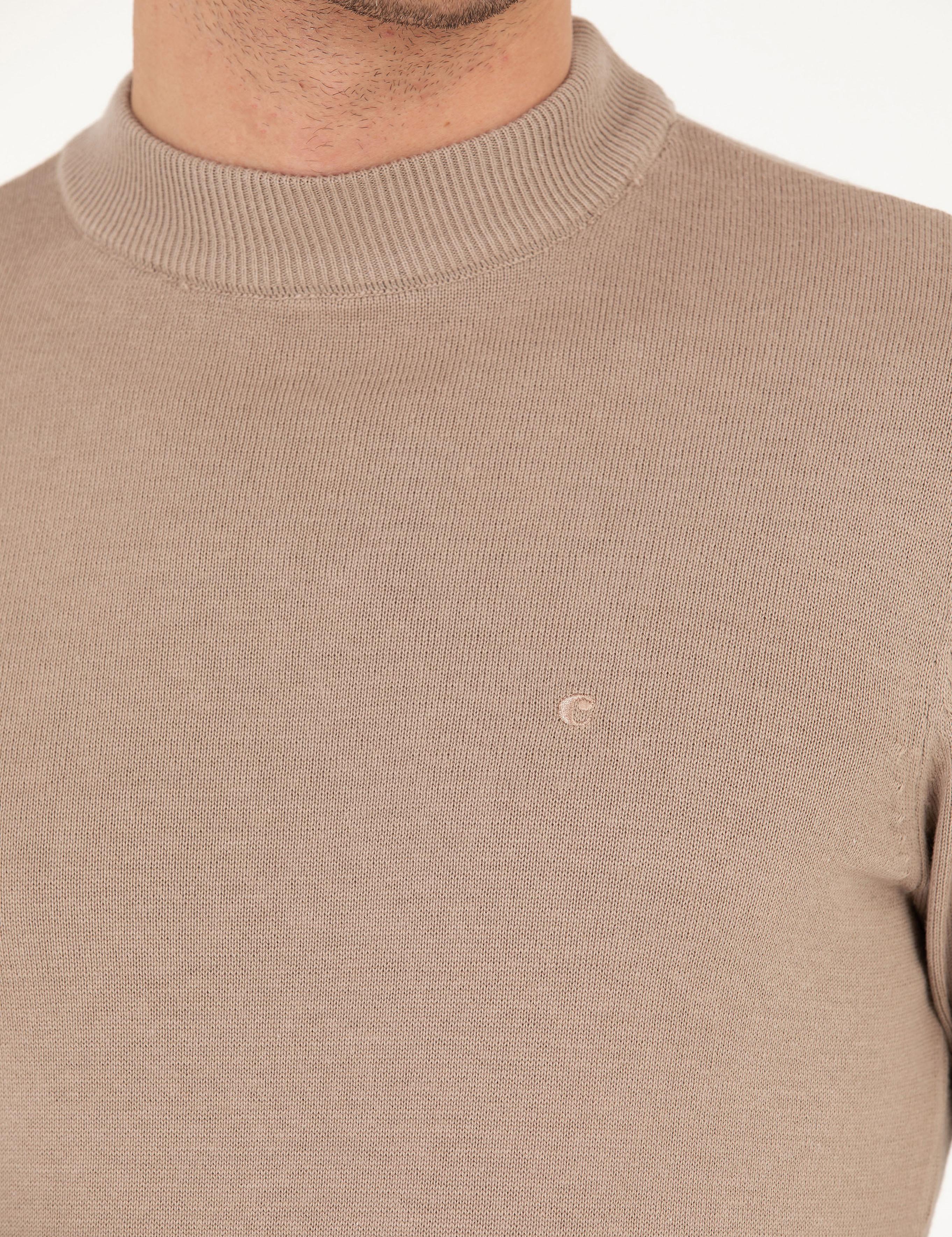Camel Regular Fit Çeyrek Balıkçı Yaka Basic Kazak - 50260846046