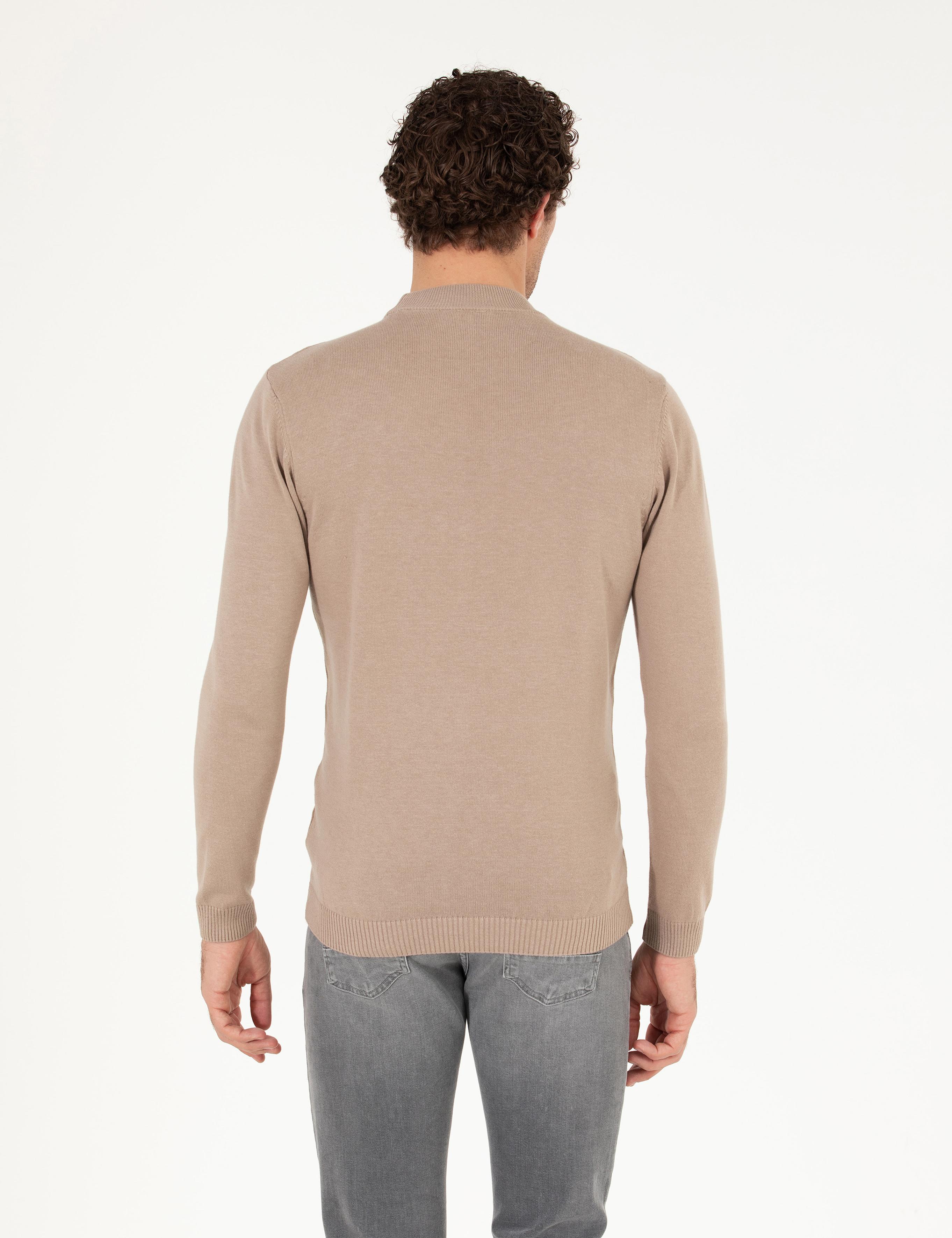 Camel Regular Fit Çeyrek Balıkçı Yaka Basic Kazak - 50260846046